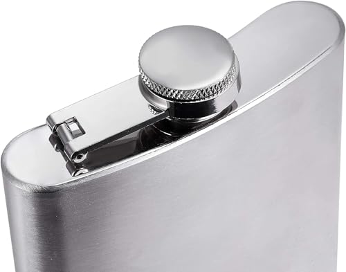 Image of Stainless Steel 10 Oz Liquor Hip Flask and Wine Whiskey Vodka Alcohol Drinks Pocket Bottle for Men Women (295 Ml, Silver)