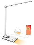 LED Desk Lamp, Dimmable Eye-Caring Table Lamps with Night Light USB Charging Port 5 Color Modes and...