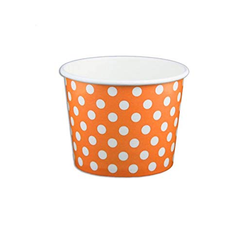 Worlds Paper Ice Cream Cups Polka Dot Paper Yogurt Cups 12OZ Orange 50
