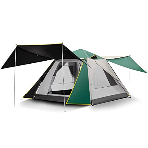 Tente pop up 3-4 personnes instantanée et imperméable pour camping familial avec porche