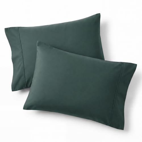 Image of Bedsure Queen Pillow Cases Set of 2 - Forest Green Brushed Microfiber Pillowcase 2 Pack, Super Soft and Cozy Pillow Case Covers with Envelope Closure for Kids, Wrinkle, Fade Resistant, 20x30 Inches