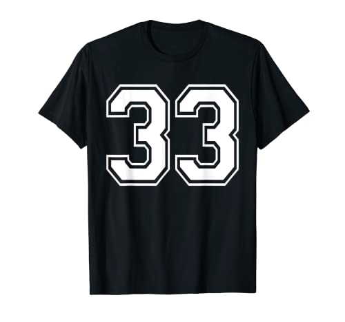 Número treinta y tres # 33 Uniforme de equipo deportivo Cumpleaños 33 Camiseta