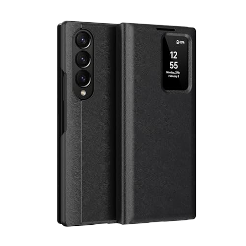 Coque Galaxy Z Fold 4 housse protection cuir noir etui intelligent antichoc