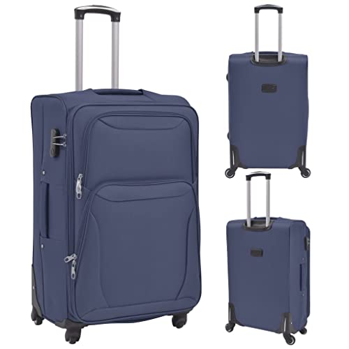 CHARMMA 3 Piece Soft Case Trolley Set Navy Blue2