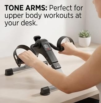 Image of Mini Pedal Exerciser Cycle for Home Workout with Digital Display | Under Desk Exercise Cycle for Legs & Arms | Adjustable Resistance Portable Fitness Machine Compact & Portable Design (Black)