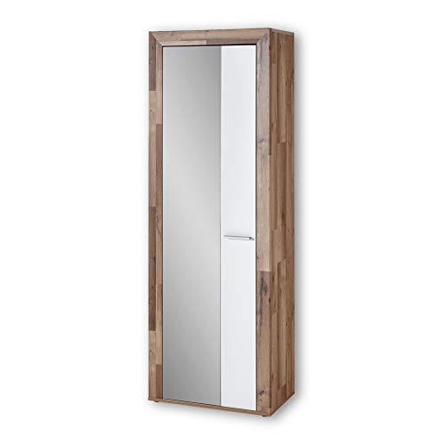 Stella Trading TEXAS Garderobenschrank mit Spiegel in Yaki Oak Optik, Weiß...