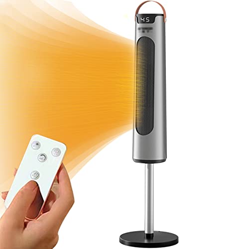 ZTGL Calefactor Cerámico Bajo Consumo, Calefactor Electrico de Aire Caliente 2000 W, Termostato, 3 Modos, Radiador Infrarrojo de Torre, Protección Antivuelco, Asa de Transporte,Plata Cover