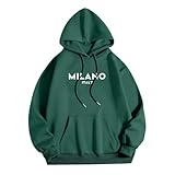 Generisch Sudadera con capucha para hombre Milano Backprint Sudadera con capucha Moda Motivo Sudaderas Ropa Cálida Adolescentes Streetwear Top Niño Sudadera con Capucha Gráfico Regular Algodón Jersey