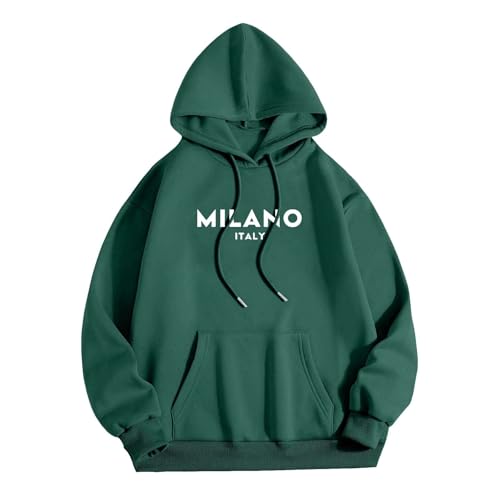 Generisch Sudadera con capucha para hombre Milano Backprint Sudadera con capucha Moda Motivo Sudaderas Ropa Cálida Adolescentes Streetwear Top Niño Sudadera con Capucha Gráfico Regular Algodón Jersey