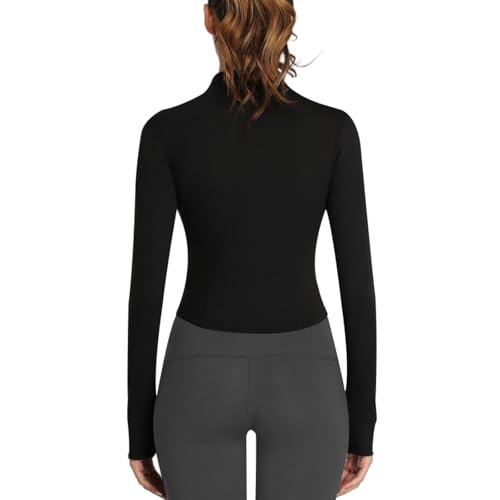 Cighay Jaqueta feminina de corrida com zíper completo para ioga, caimento justo, cortada, esportiva,