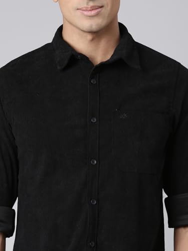 Image of Chennis Men Solid Spread Collar Full Sleeve Casual Corduroy Shirt