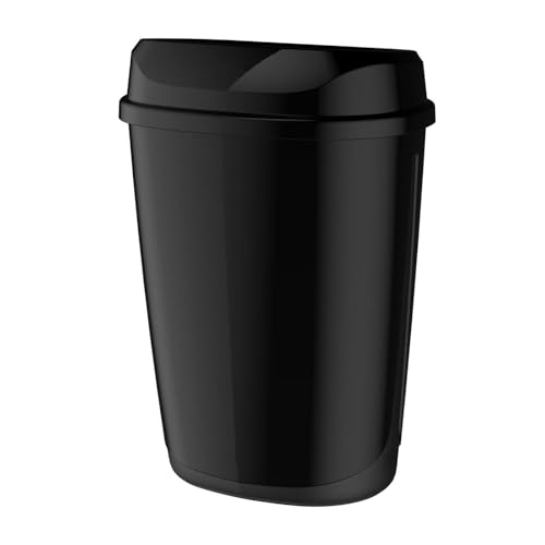 Hypafol Mülleimer 32L Schwarz glänzend– Abfalleimer mit Müllbeutelring –Wand- & Standmodell – Hochwertiger Kunststoff