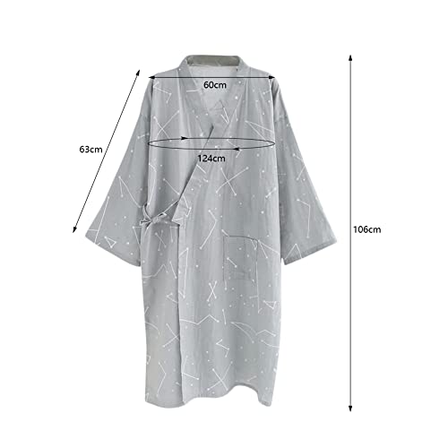Image of SIQITECHNO Men Kimono Robe Cotton Yukata Spa Sauna Bathrobe Sleepwear Japanese Kimono for Women Loungewear Nightgown Dressing