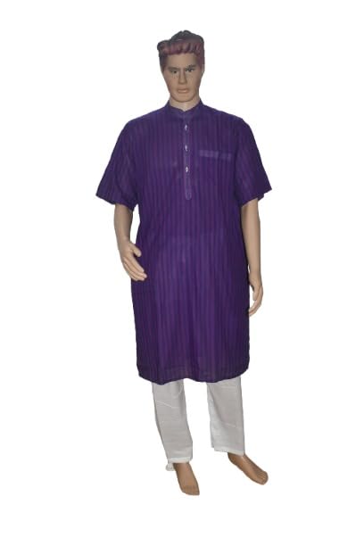 Blue Colour Cotton Half Sleeve Long Kurta (Abhinav Silk)-picture-16