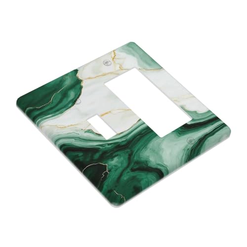 Placa de interruptor doble de mármol verde y blanco para pared de dormitorio 4