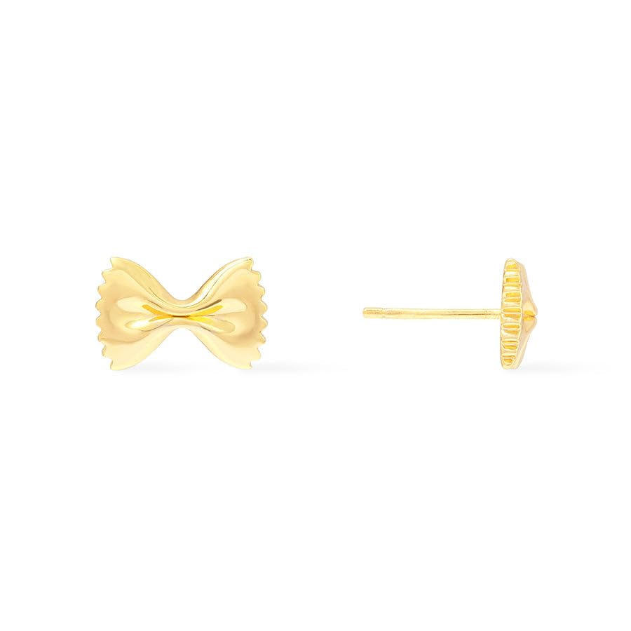 Wanderlust + Co Bow Tie Pasta Stud Earrings 14K Gold/Rhodium Plated Hypoallergenic Jewelry Shower-safe4