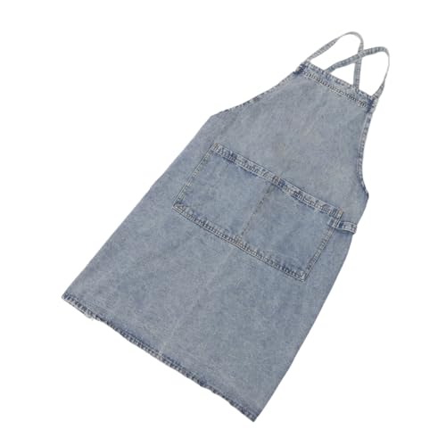 Tablier de cuisine réglable en denim avec grande poche centrale ventrale