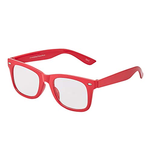 UltraByEasyPeasyStore Rouge Lunettes Cadres Classiques Verres Transparents Enfants Fille Garçon Costumes Fêtes Déguisements Fantaisie Intello Geek Hipsters
