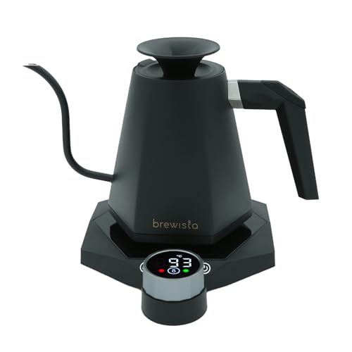 Brewista X Series Electric Gooseneck Kettle Stainless Steel Water Boiler Precise Digital Temperature Control Fast Boiling Keep Warm Auto Shut-Off for Pour-Over Coffee & Tea Home 0.8L Black