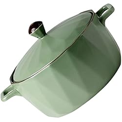 Olla De Ceramica Para Horno Cabilock 7. Cazuela de Cerámica de 5 Pulgadas con Cazuela Antiadherente con Asas Y Tapa Redondo de Cerámica Cazuela de Barro Olla de Cerámica para Hornear con Cubierta de Regalo para