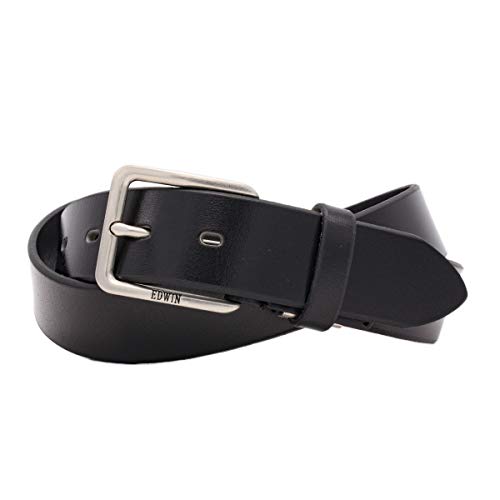 [エドウィン] ベルト 日本製 カジュアル バンド ジーンズ ウエスタン メンズ レディース 面取り 35mm 牛革 レザー [クロ]