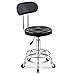 FMHCTN Sgabello Rotondo Sedia con Ruote e Schienale, Sedia Girevole Regolabile in Altezza in Pelle PU Sedia Idraulica per Bellezza/Salone/Spa/Tatuaggi/Massaggi/Clinica/Ufficio/Arte S Nero
