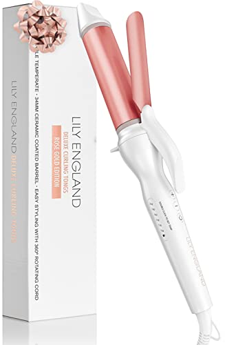 Curling Iron - 1 1/4 Inch Barrel Curling Wand for All Hair Types, Ceramic Hair Curler 212Â°F-424Â°F Adjustable Temperature by Lily England, Rose Gold