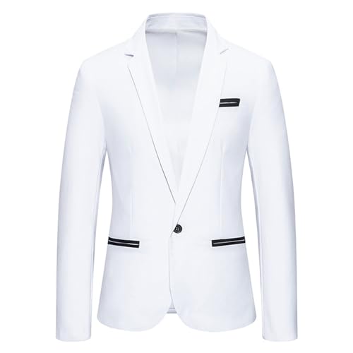Veste de costume décontractée blanche XXL pour homme avec fermeture à 1 bouton