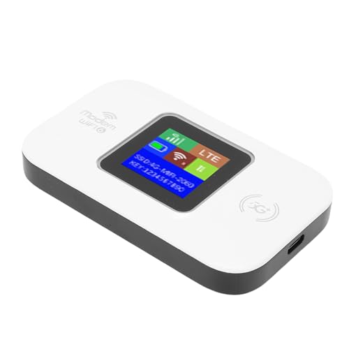 Image of 4G Mobile WiFi Travel Router Mobile Hotspot, Dual SIM Card Slot Plug and Play 300Mbps Internet Router with Color LED Display Screen, Battery for Smartphone Laptop Tablet (White)