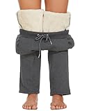 Joligiao Women's Fleece Sweatpants Trousers with Pockets Warm Winter Sherpa Lined Athletic Jogger Pants Thick Thermal Fleece Lined Tracksuit Bottoms with Elasticized Drawstring(Grey,M)