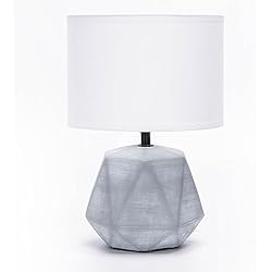 Lamparas Mesita De Noche Leroy Aigostar Lampara de Mesa de Cerámica, Vintage Lámpara de Mesita de Noche con Pantalla de Tela, Casquillo E14, max.40W, Luz de Noche, Lámpara de Sobremesa para Dormitorio, Salón (sin Bombilla) -H29cm