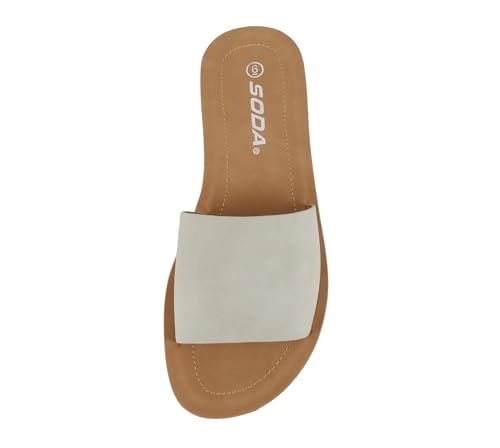 Image of Soda Shoes Efron-S Women Flip Flops Basic Plain Slippers Slip On Sandals Slides Casual Peep Toe Beach