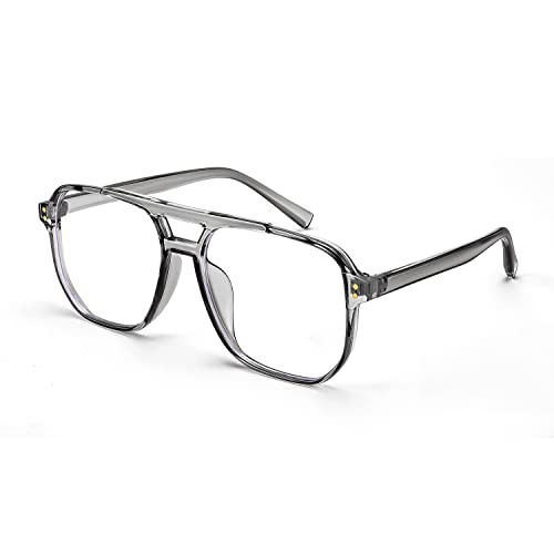 La mejor selección de Lentes Dorados Hombre para comprar hoy. 45 FEISEDY Lentes de bloqueo de luz azul falsos nerd transparentes cuadrados para computadora, marco de aviador ligero de gran tamaño B2866