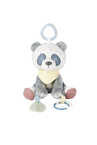 Image of Skip Hop Bandana Buddies Soft Textured Baby Activity and Teething Toy for Multi-Sensory Play with Rattles, Crinkle Sounds, Squeaker and Mirror, Attaches to Stroller and Car Seat, Panda, Age 0+