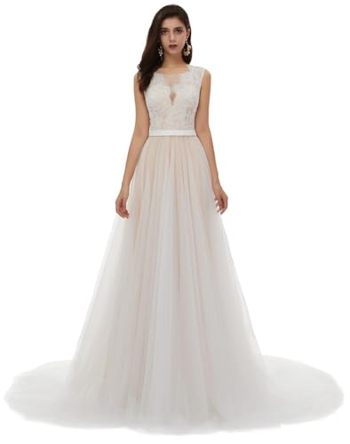 Datangep Spaghetti Chiffon Beach Wedding Dress V Neck A line Bridal Gowns Lace Plus Size Wedding Dress