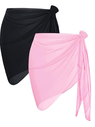 Image of CHICGAL 2 Pieces Women Beach Sarong Bathing Suit Wrap Skirt Sheer Bikini Swimsuit Cover Ups for Swimwear