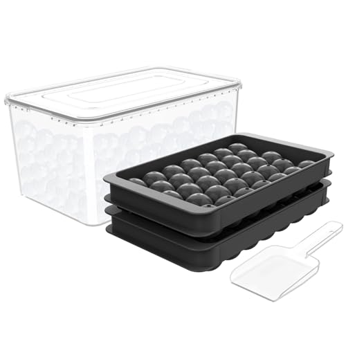 WIBIMEN Ice Cube Tray with Lid and Bin - 0.8" Round Ice Trays for Freezer with Lid - Ice Cube Trays for Freezer with Ice Cont