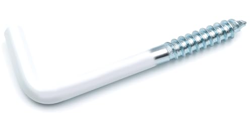 Design61 10x Schraubhaken Weiß Gerade 40 x 3 3 mm Hakenschraube Wandhaken Drehhaken mit Gewinde Haken zum Einschrauben für Wand & Decke Verzinkt Befestigung für Seile Ketten Lampen Pflanzen