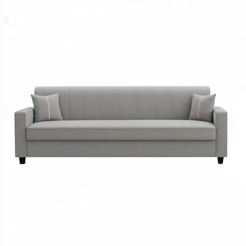 Image of FURNY Cosmos 5 Seater Fabric 3+2 Sofa Set (Light Grey Color) Premium Velvet Finish | Durable Comfort | Ideal for Living Room