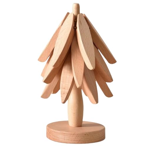 折りたたみ式サペリ木製鍋敷きクリスマスツリー型テーブルプロテクター ? エレガントなキッチン装飾 (淡い色です)