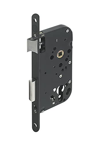 Yale Y60 - Serrure à Encastrer à Cylindre, Réversible, Noir | Têtière Bouts Ronds, Axe à 40 mm - pour Porte d'Entrée