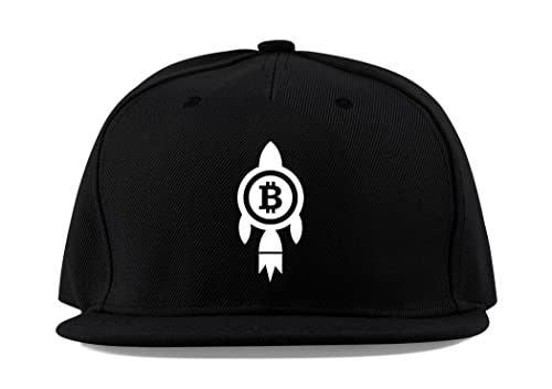 Casquette BTC Bitcoin to The Moon en coton noir à visière plate taille unique pour adepte crypto