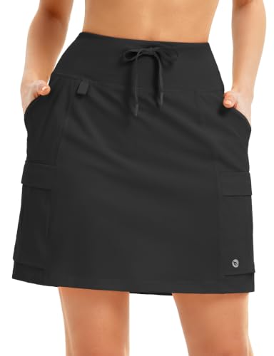 baleaf Women's 16' Hiking Cargo Skort with Pockets Knee Length Black L