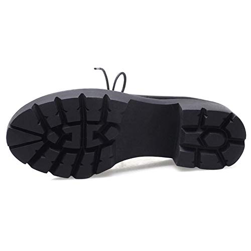 SaraIris Sapatos Oxford femininos com cadarço confortável bico redondo couro PU salto médio brogues