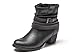 VJH confort Women's Mid Calf Boots,Round Toe Comfort Low Heel Slouchy Dress Booties with Buckle Strap Side Zipper (black,10)
