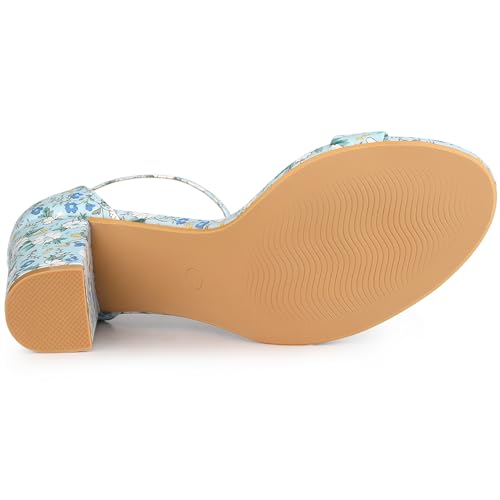 Image of Allegra K Women's Floral Print Open Toe Block High Heels Summer Sandals