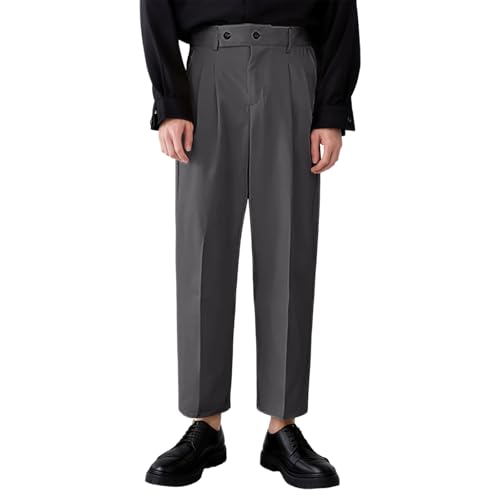 Men's Classic Suit Pants Comfortable Business Casual Trousers High Waisted Formal Dress Pants with Pockets for