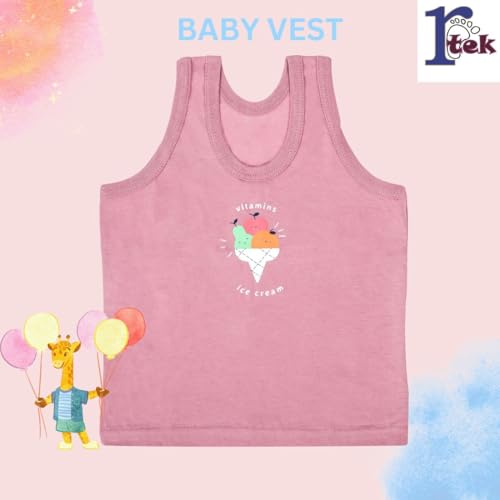 Image of REVOLTEK Printed Vest baniyan Cotton Inner wear for Baby wear Sleeveless Undershirts for Kids Sando ganji Tank-Tops Toddler Girls /Boys Colors Pack of 6