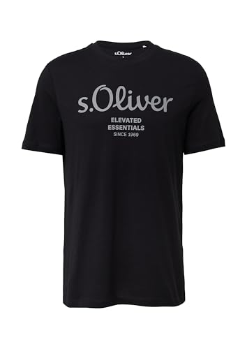s.Oliver Herren T-Shirt mit Logo-Print – aus Baumwolle, Regular Fit, Rundhals – Ansicht 4