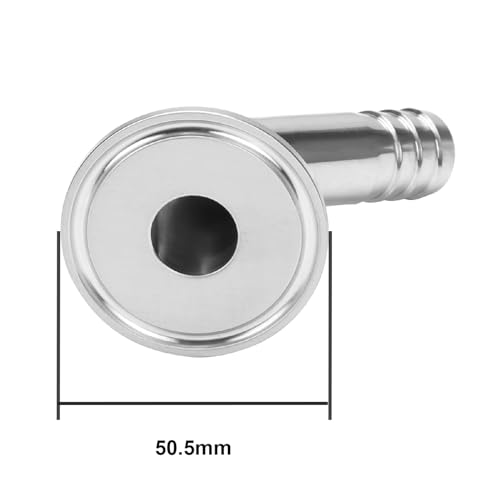 Image of DERNORD Sanitary Hose Barb Pipe Fitting 1.5 inch Tri Clamp (50.5MM Ferrule) 45 Degree Elbow Tube OD 3 /4 inch /19MM